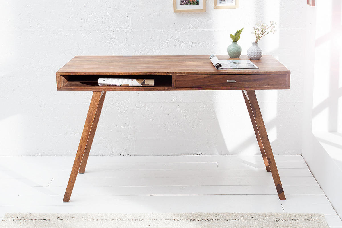 SCHREIBTISCH RETRO Sheesham Natur 120 cm - Braun, Holz (60/117/76cm) - riess-ambiente