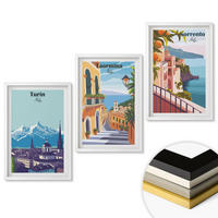 WANDBILDER 3er-Set - 40x60 cm Weißer Rahmen - Farbenfrohe Retro-Stadtansichten - Weiß, Kunststoff (40/60cm) - ArtPrintCave