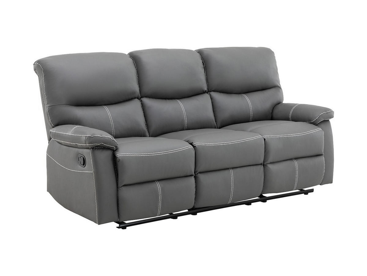 SOFAGARNITUR mit Relaxfunktion - 4 -Sitzer - Kunstleder - grau - CANBY - Grau, Leder (183/95/90cm) - Vente-Unique