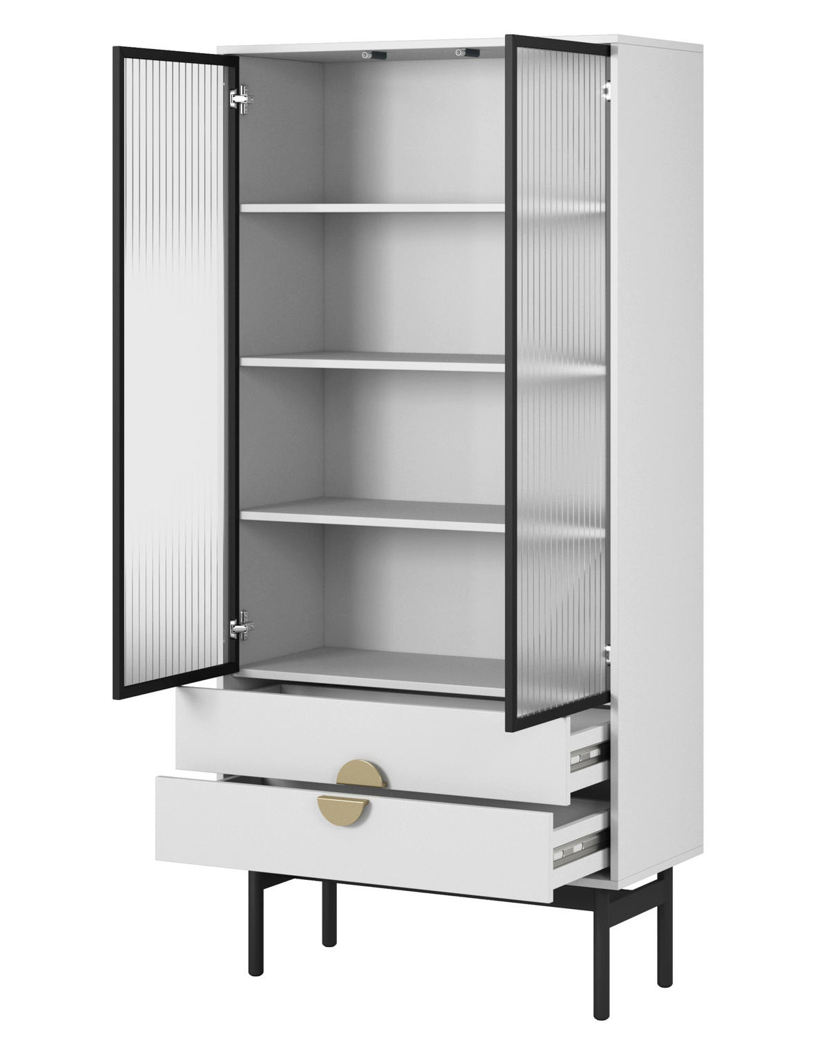 VITRINE Stoon II Weiß 85 cm - bílá/černá, kov/kompozitní dřevo (85.5/179/41cm) - Selsey