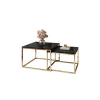 COUCHTISCH YOSHI 2in1 70/70/42 cm Gold Chrom / Schwarz Hochglanz - Schwarz, Holzwerkstoff/Metall (70/70/42cm) - Lookway