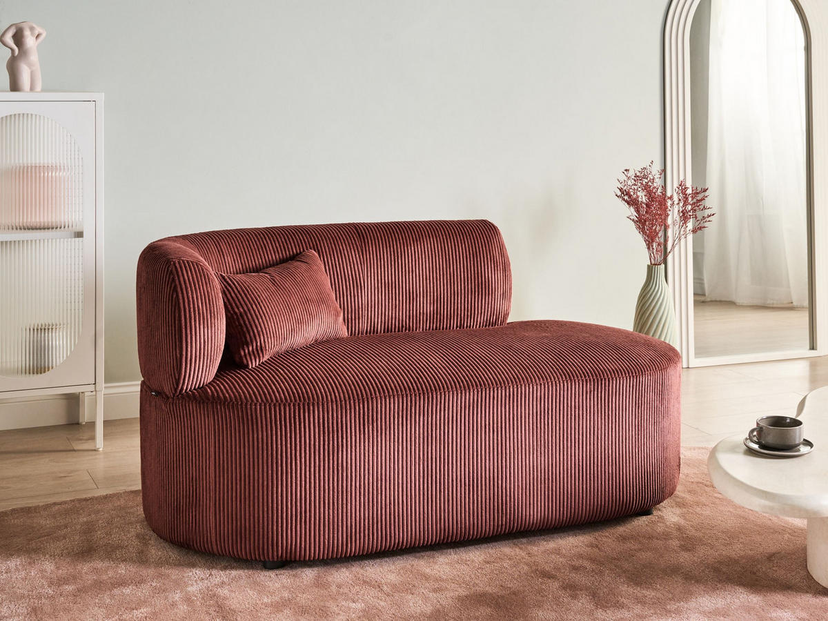 CHAISELONGUE-LINKSSEITIGE Cord Rot Vanvey - Rot/Schwarz, Textil (147/73/78cm) - Beliani