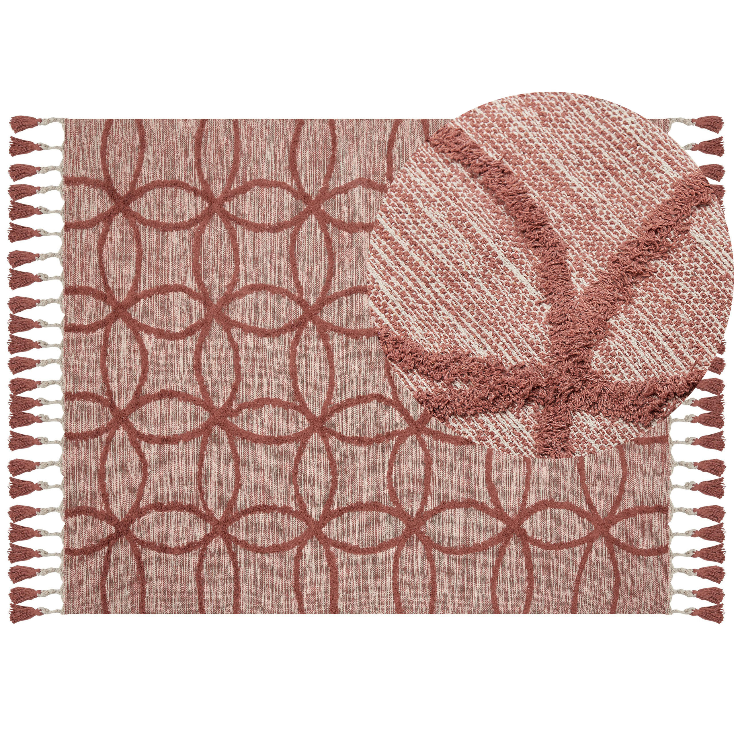 KURZFLOR-TEPPICH Kirsehir 230/160 cm - Rot, Textil (160/230cm) - Beliani