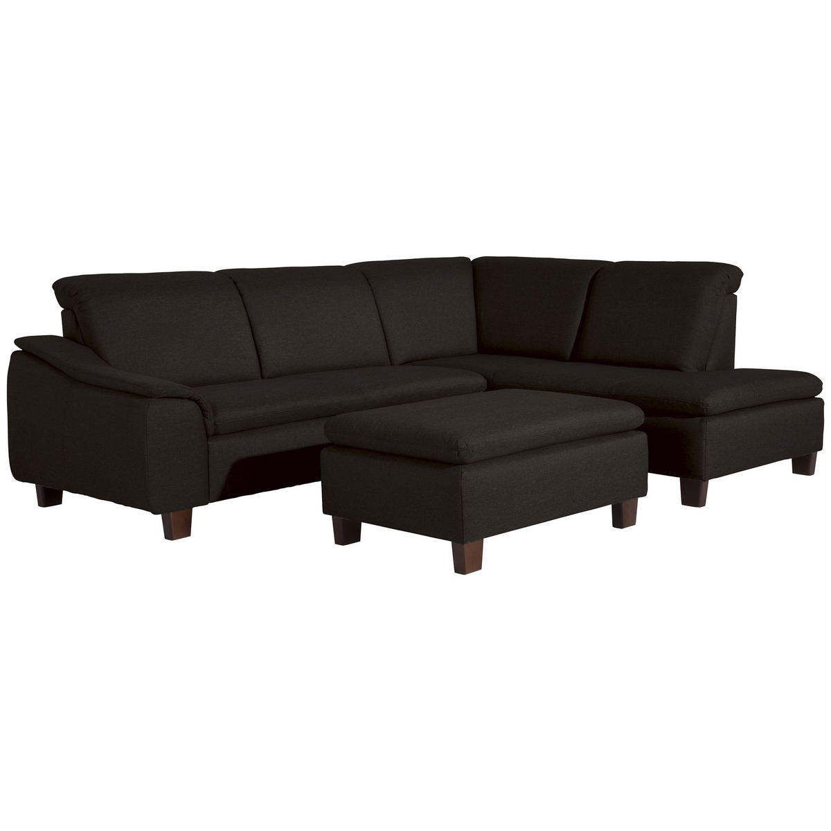 ECKSOFA mit Ottomane rechts Kaylil Flachgewebe schoko - Mokka, Kunststoff (187/247cm) - 58aufmkessel