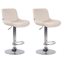 BARHOCKER 2er Set Lentos Samt chrom creme - Chromfarben/Naturfarben, Textil/Metall (50/108/50cm) - TPFLiving