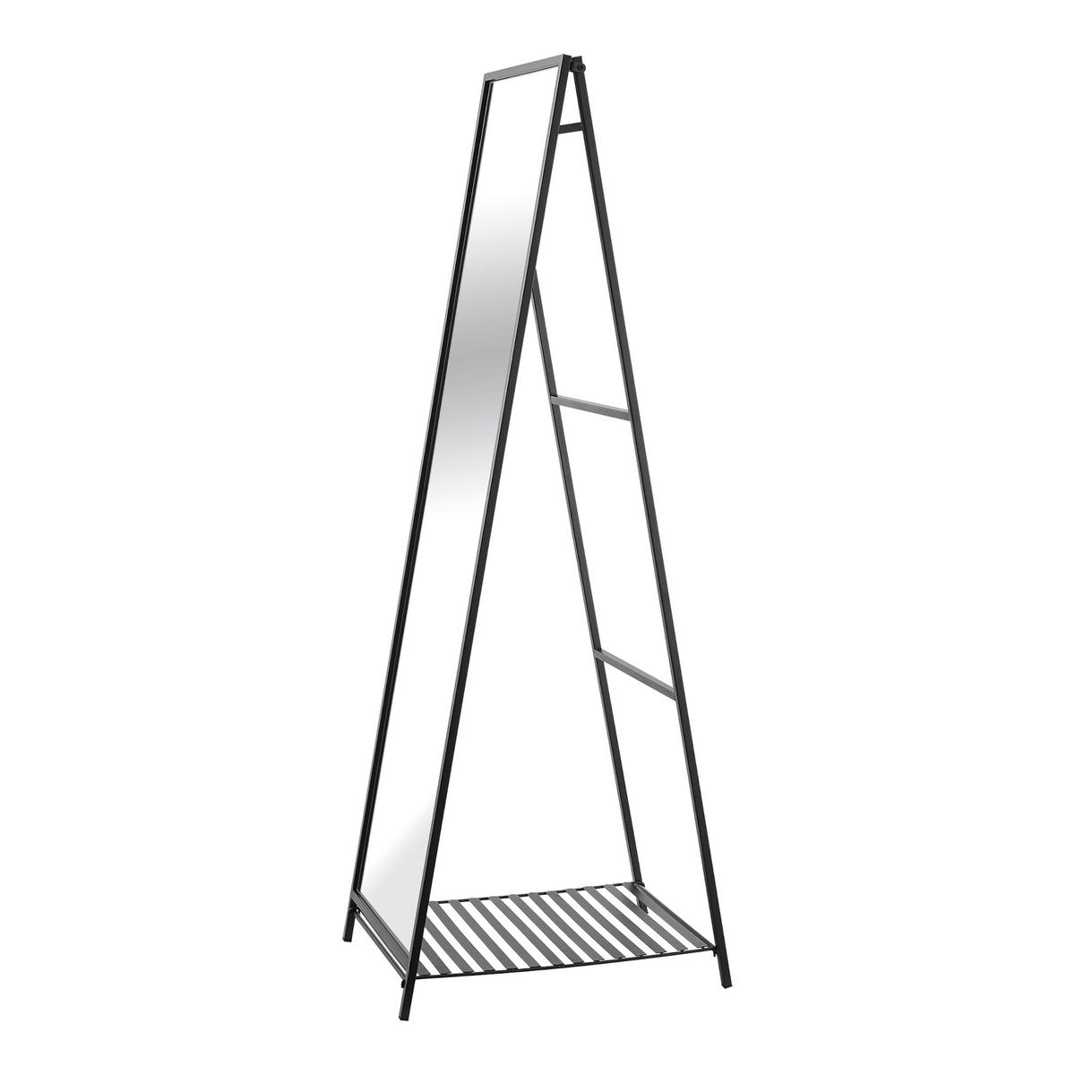 STOJANOVÉ ZRCADLO Ruffano - černá, kov/sklo (40/160/148.5cm) - [en.casa]