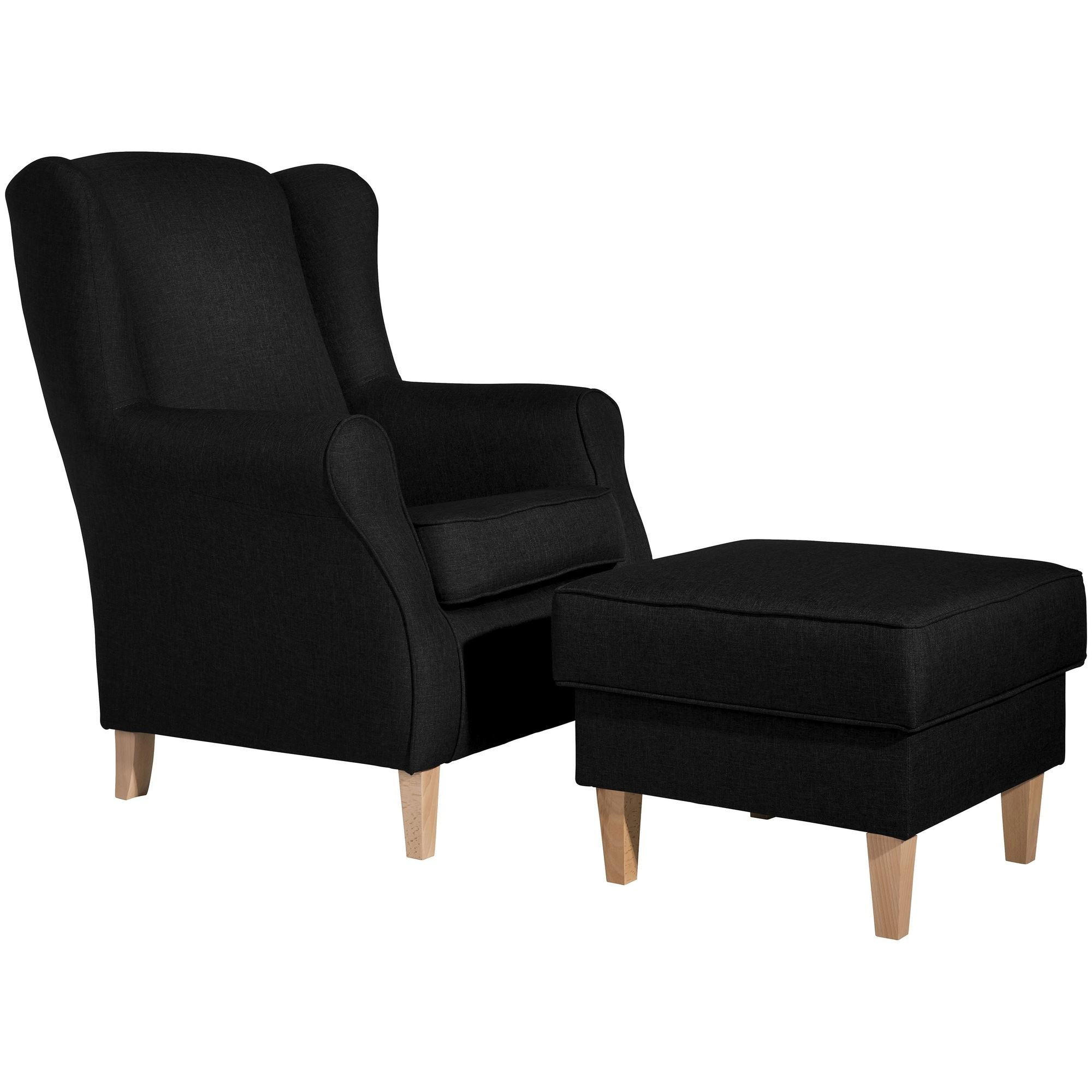 OHRENSESSEL Karlen Bezug Flachgewebe Buche natur / schwarz - Buchefarben/Schwarz, Kunststoff (86/103/77cm) - 58aufmkessel
