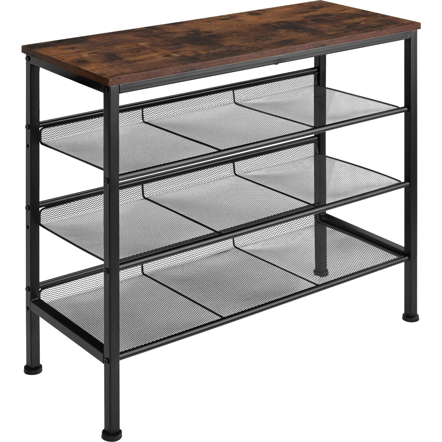 SCHUHREGAL Wolverhampton,75,5 x 30,5 x 69,5 cm,Industrial Holz dunkel, rustikal - Rostfarben, Holz (30.5/69.5/75.5cm) - tectake