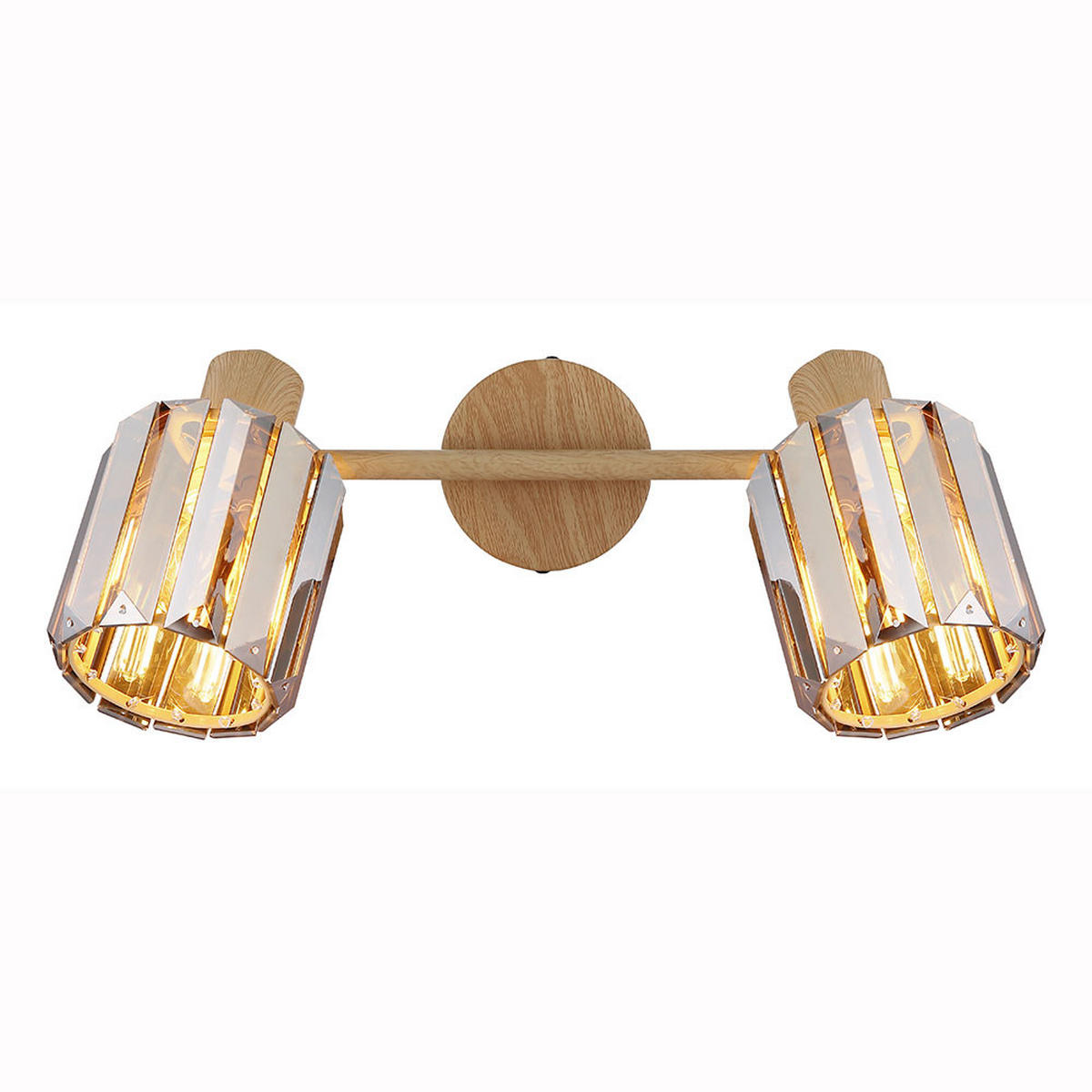 DECKENLEUCHTE Kristall Rauch Holzoptik 2-flammig - Grau, Metall (33/9/15cm) - Nowa