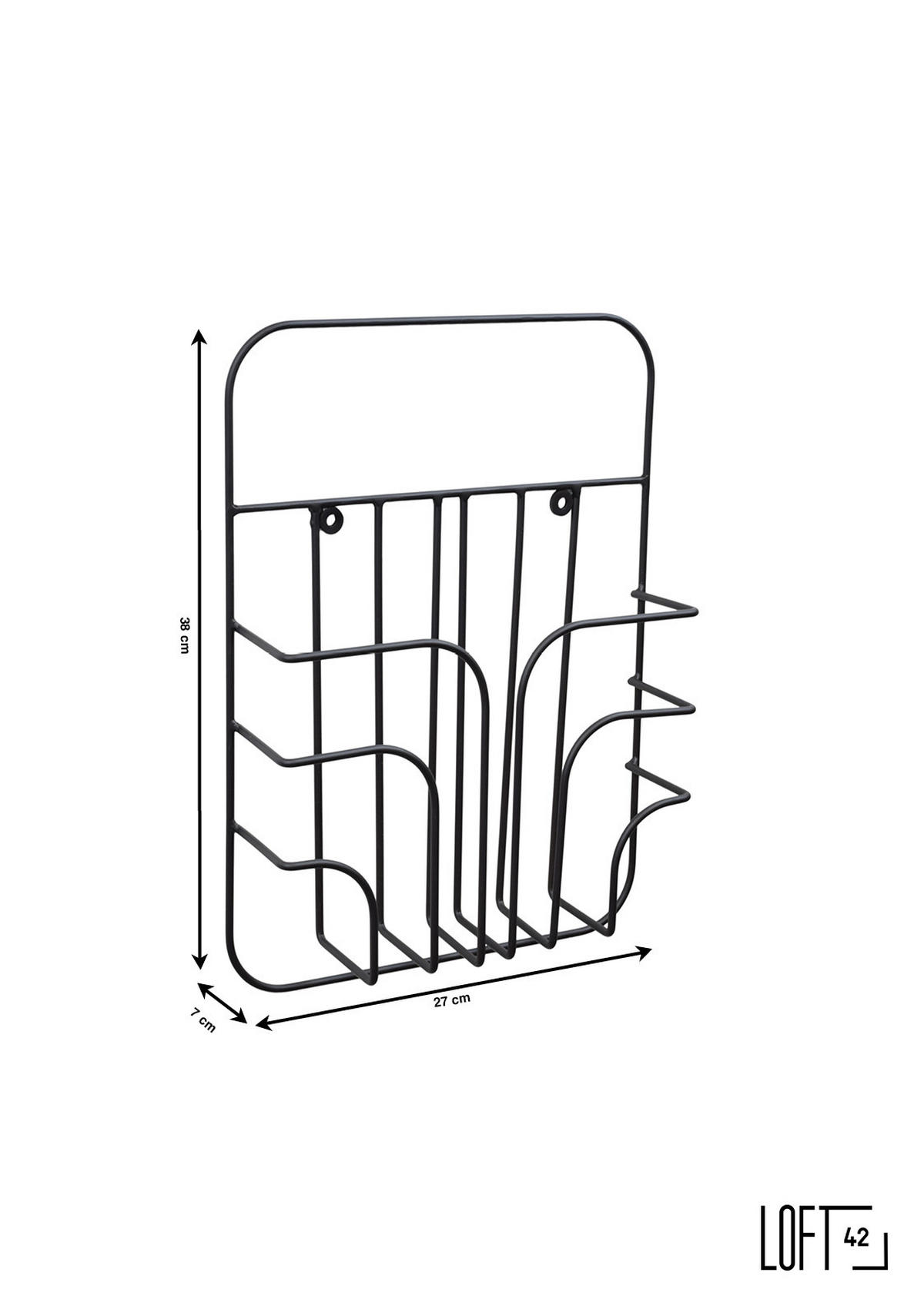 ZEITSCHRIFTENSTÄNDER Rowan Schwarz - Schwarz, Metall (28/38/8cm) - LOFT42