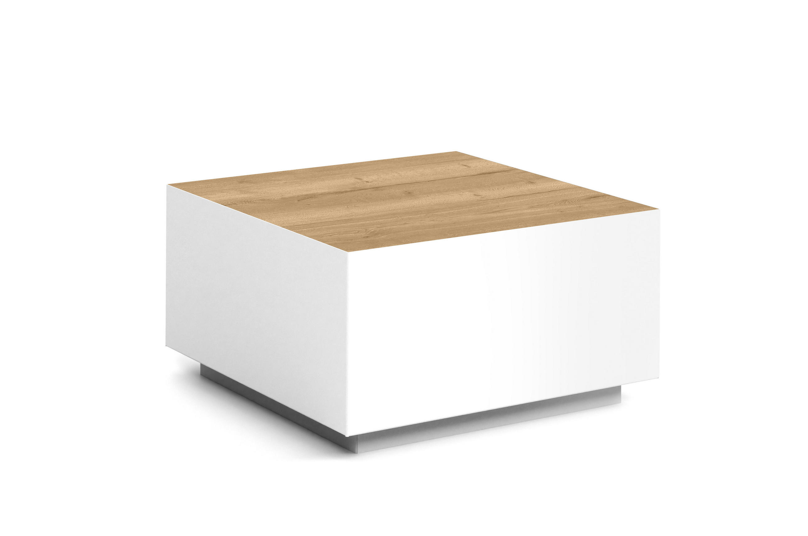 COUCHTISCH QUADRA - Hellbraun/Weiß, Holzwerkstoff (65/65/35cm) - Meblini
