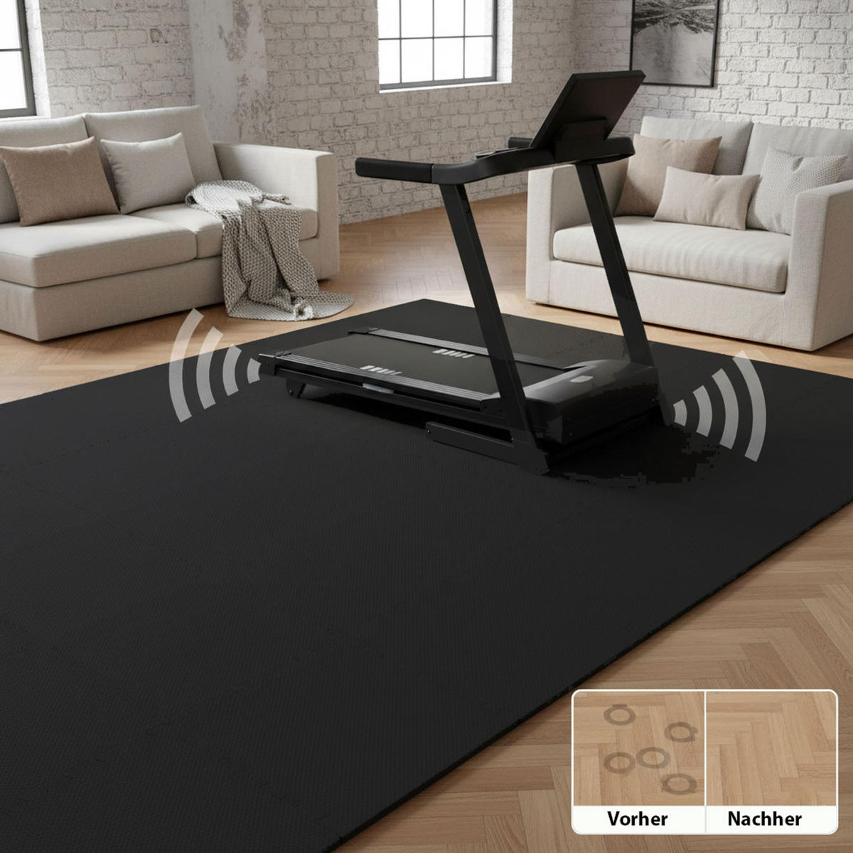 BODENSCHUTZMATTE 30x30x1 cm, Schwarz, 9er Set - Schwarz, Kunststoff (30/30cm) - eyepower