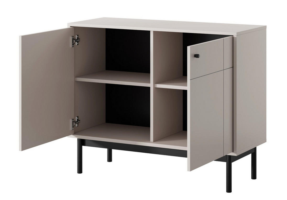 SIDEBOARD Japandies Greige 104 cm - Taupe/Schwarz, Holz/Holzwerkstoff (103.5/83.5/39cm) - Selsey
