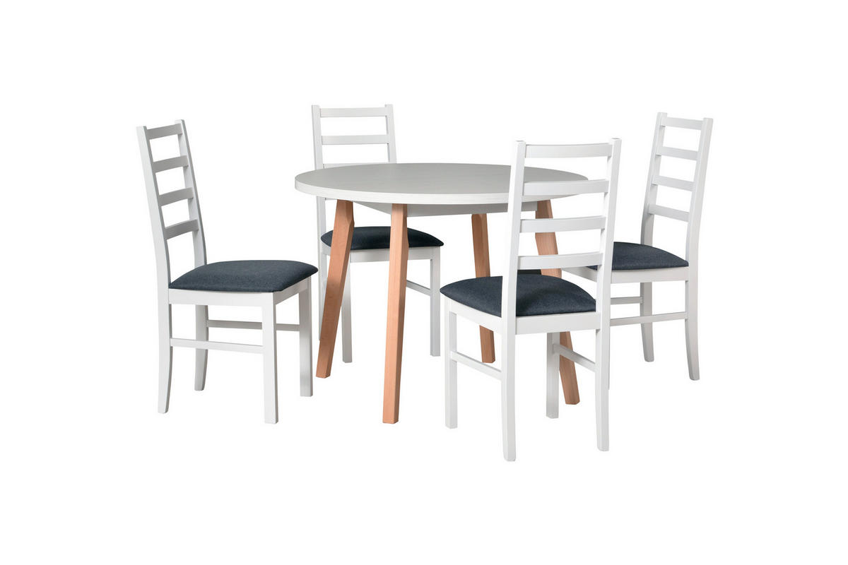ESSZIMMERSTUHL - Set 4x Nilo 8 , weiss, hygge 96 - Dunkelgrau/Weiß, Holz (43/94/40cm) - Leaf Design