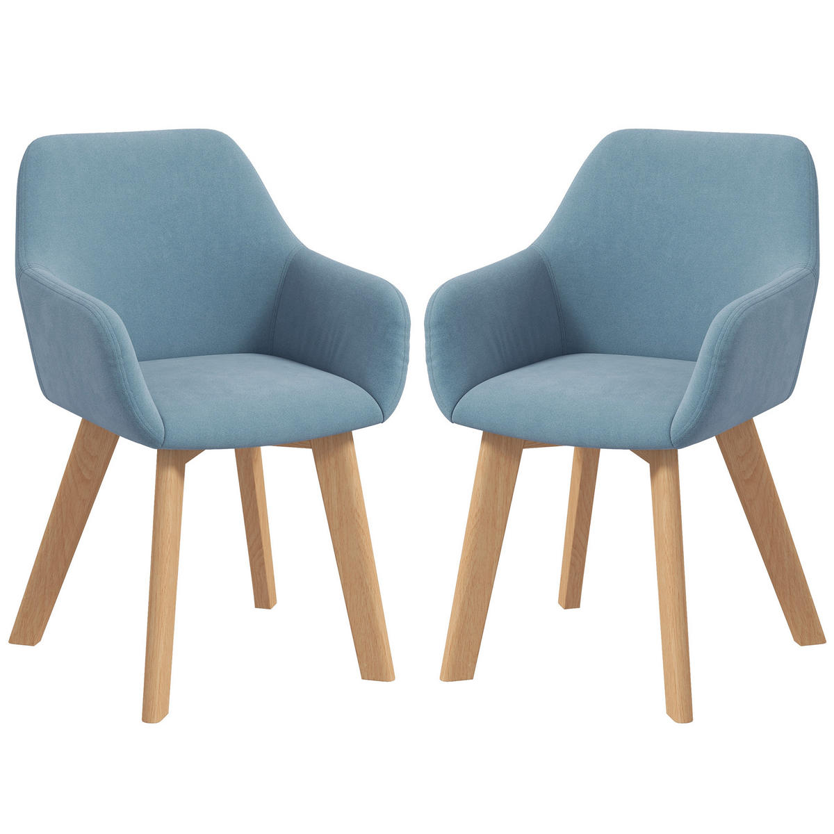 ESSZIMMERSTÜHLE 2er-Set DE-13333 Veloursbezug & Holzfüße Blau - Blau, Holz (57/80/54cm) - ComfortXL