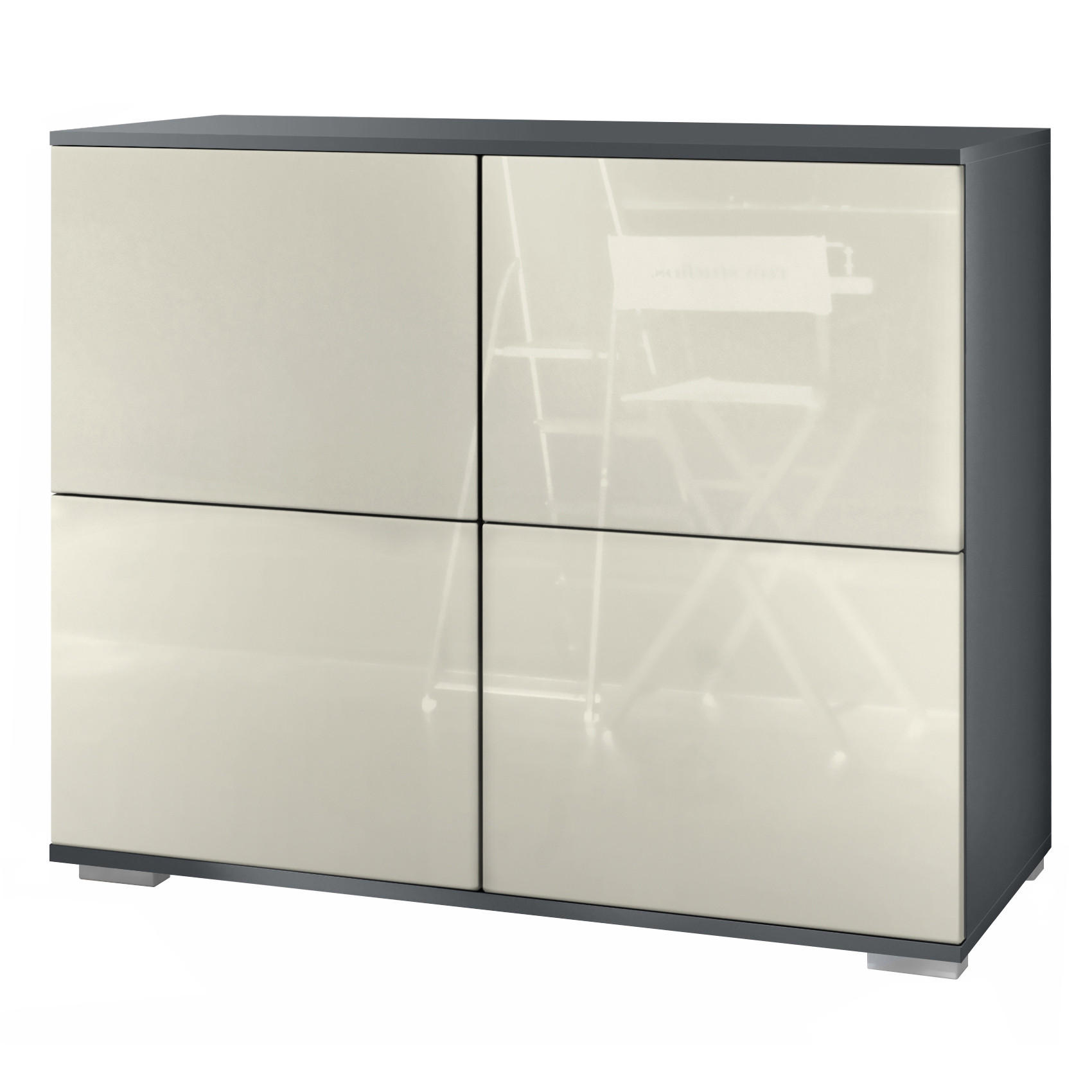 KOMMODE Rova Creme Hochglanz - Creme, Holzwerkstoff (92.5/75.5/35cm) - Vladon