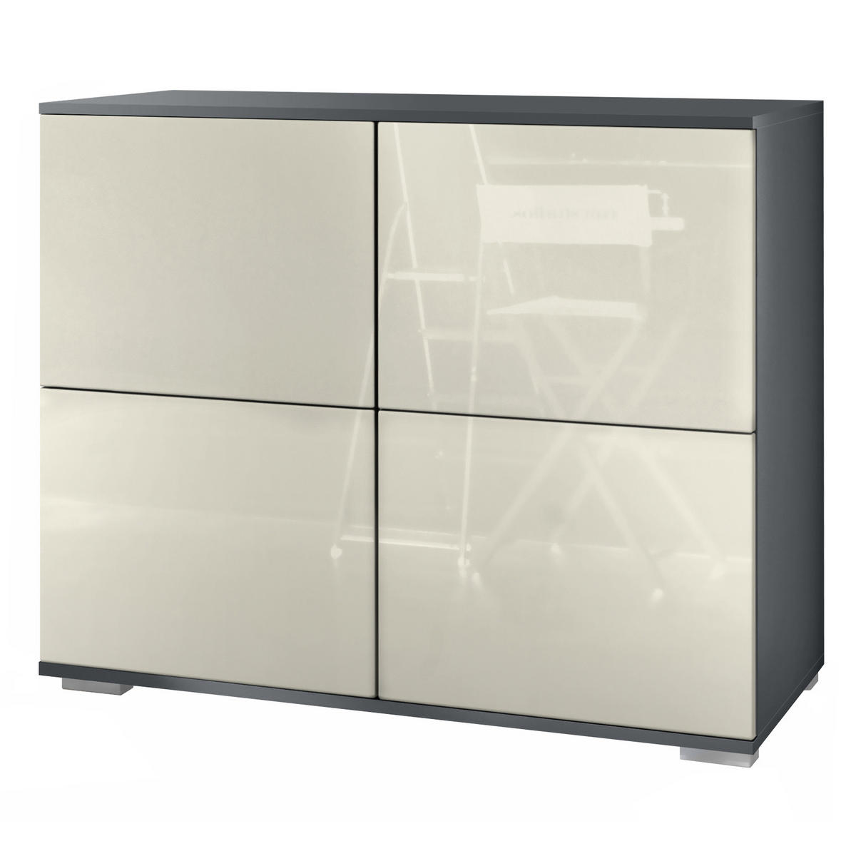 KOMMODE Rova Creme Hochglanz - Creme, Holzwerkstoff (92.5/75.5/35cm) - Vladon