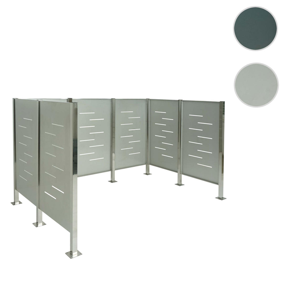 MÜLLTONNEN-ZAUN METALL Silber - Silberfarben, Metall (243/150/163cm) - MCW