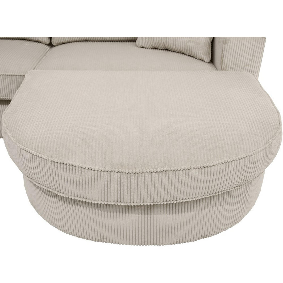 ECKSOFA Pablo ohne Schlaffunktion, mit abgerundeter Ottomane, rechts, Beige - Beige, Textil (319/196cm) - Beautysofa