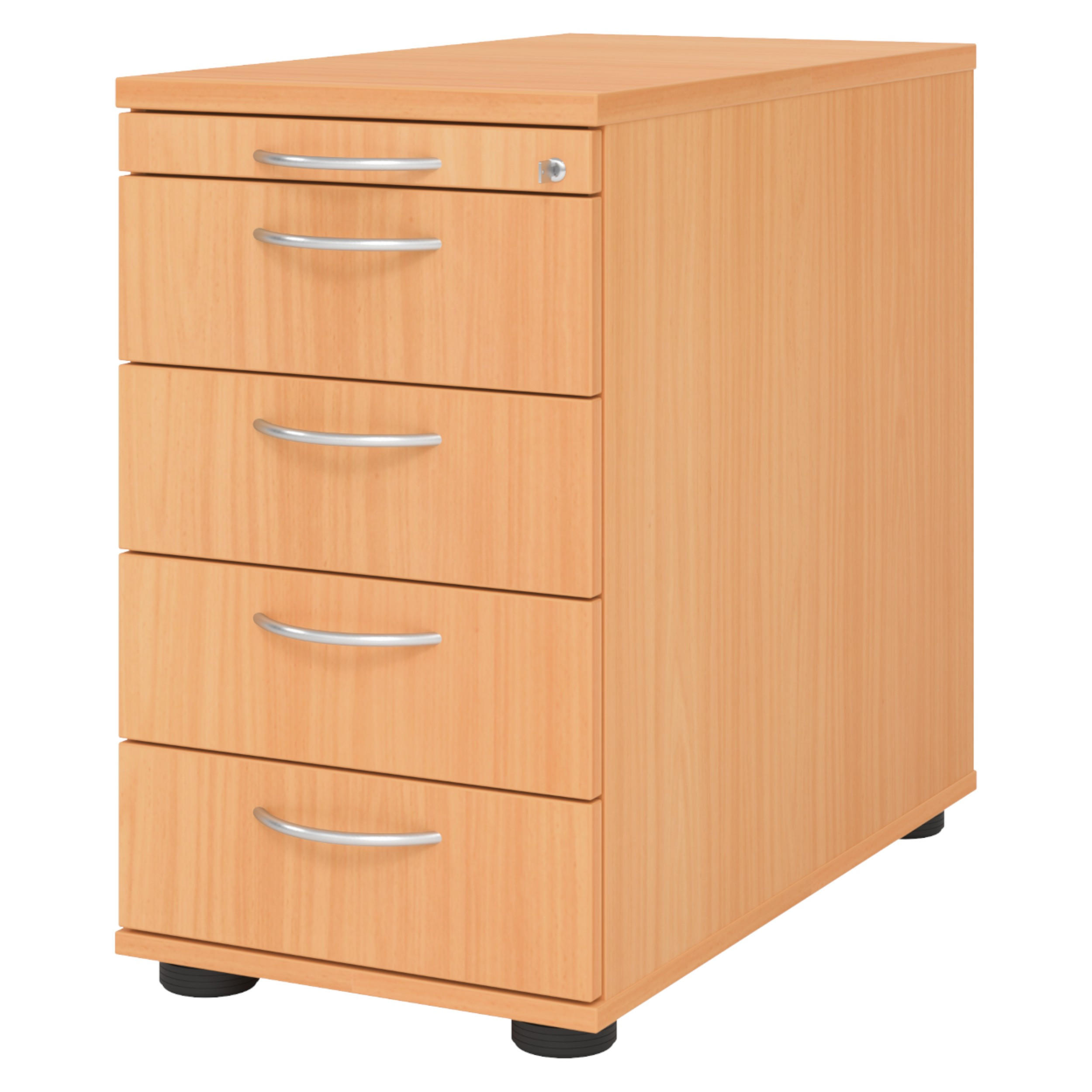 STANDCONTAINER - mit 4 Schubladen 80/42,8/72 cm in Buchefarben Bogengriff (Metall) - Buchefarben, Holzwerkstoff (42.8/72/80cm) - bümö