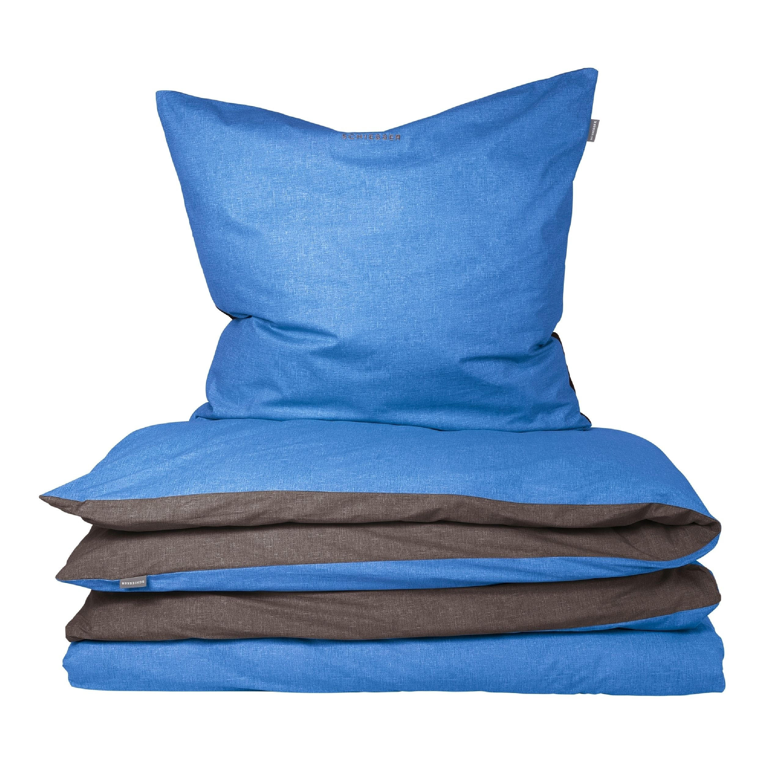 BETTWÄSCHESET Doubleface Renforcé 2-teilig 135x200 cm Blau-Dunkelgrau - Blau/Dunkelgrau, Textil (135/200cm) - SCHIESSER