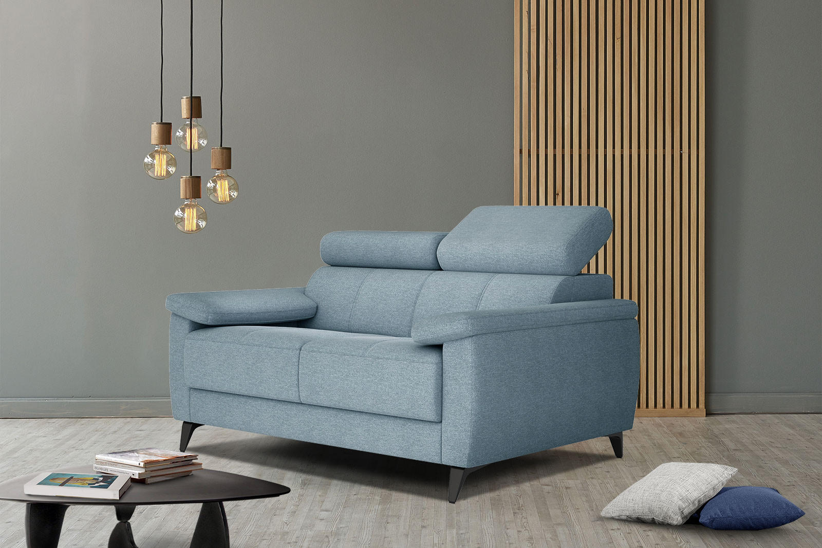 Thumbnail - Courtois Laville Sofa, Hellblau, Textil, 2-Sitzer, Rechteckig, 141x80x102 cm, Wohnzimmer, Sofas & Couches, Sofas