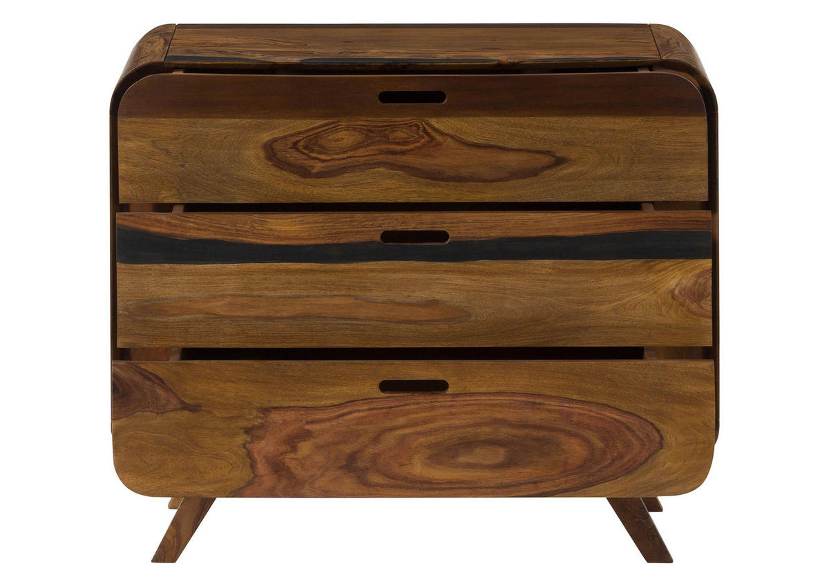 KOMMODE Sheesham 90x40x75 dunkelbraun lackiert MAILAND #203 - Dunkelbraun, Holz (90/75/40cm) - Massivmoebel24