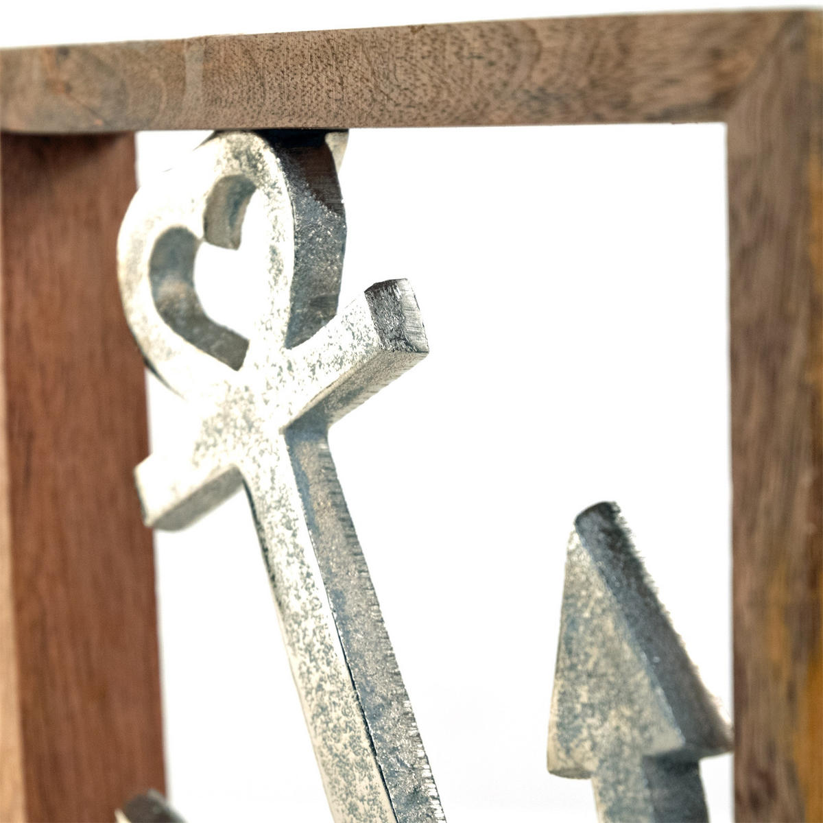 WANDBILD Anker Metall, Mangoholz silber-braun - Silberfarben, Metall (2/20/2cm) - DESIGN DELIGHTS