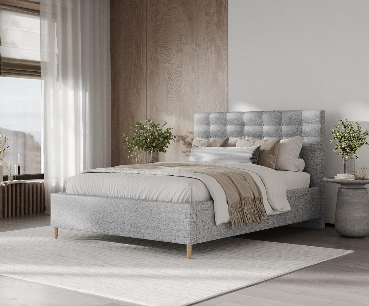 POLSTERBETT Soma 180/200 cm Grau im Riva Stoff - Naturfarben/Grau, Holz/Holzwerkstoff (180/200cm) - AltaBeds