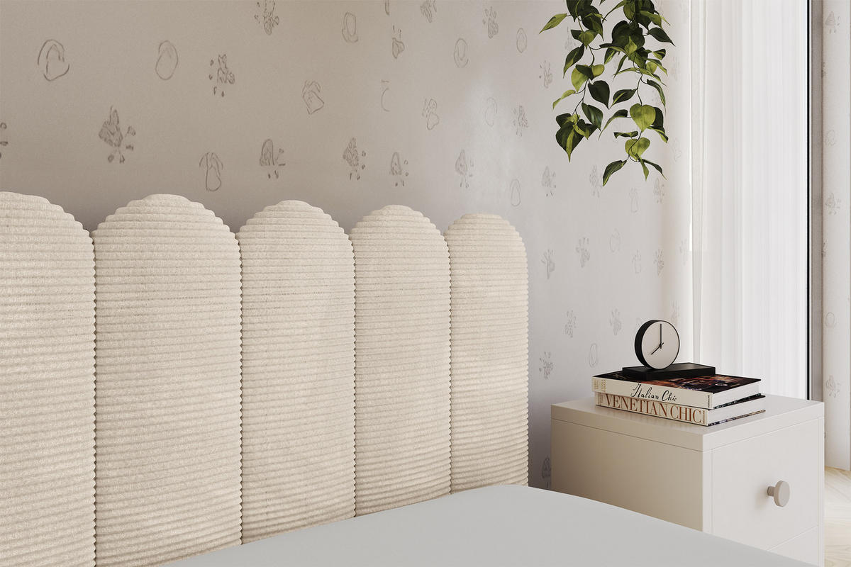 EINZELLBETT Jugendbett mit Bettkasten, Links - ARTY 80x200 Beige - Creme, Holzwerkstoff/Textil (80/200cm) - ALTDECOR