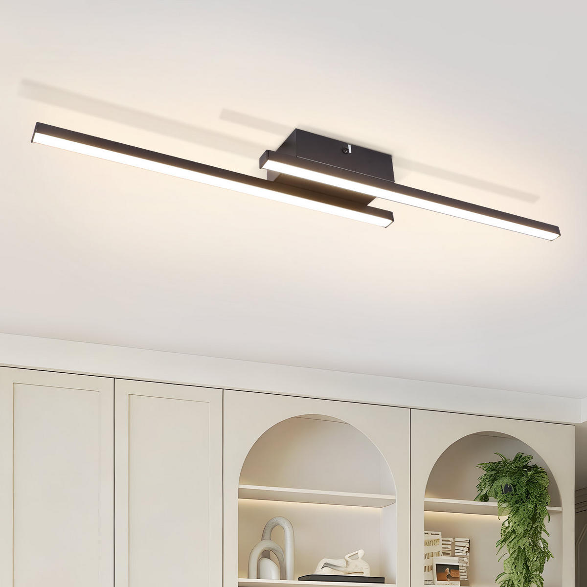 LED DECKENLEUCHTE Krythyn 61.5/7/5 cm - Schwarz, Kunststoff/Metall (61.5/7/5cm) - ZMH