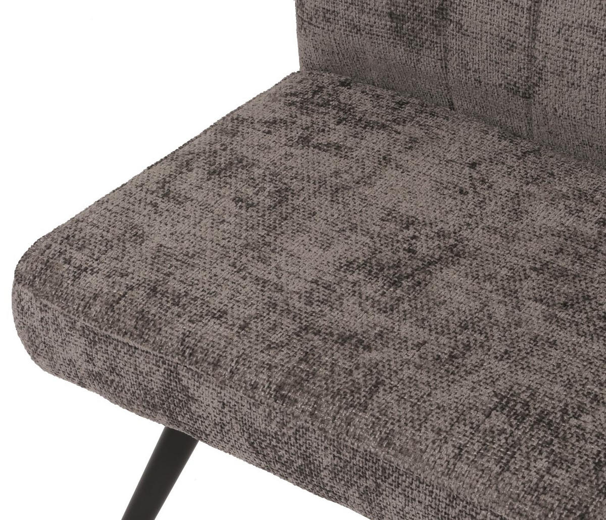 SITZBANK 90x160x60cm Sitzhöhe 48cm Rückenlehne Stoff/Textil Chenille Metall 160cm Grau-Braun - Graubraun, Textil (160/90/60cm) - BERLINLODGE