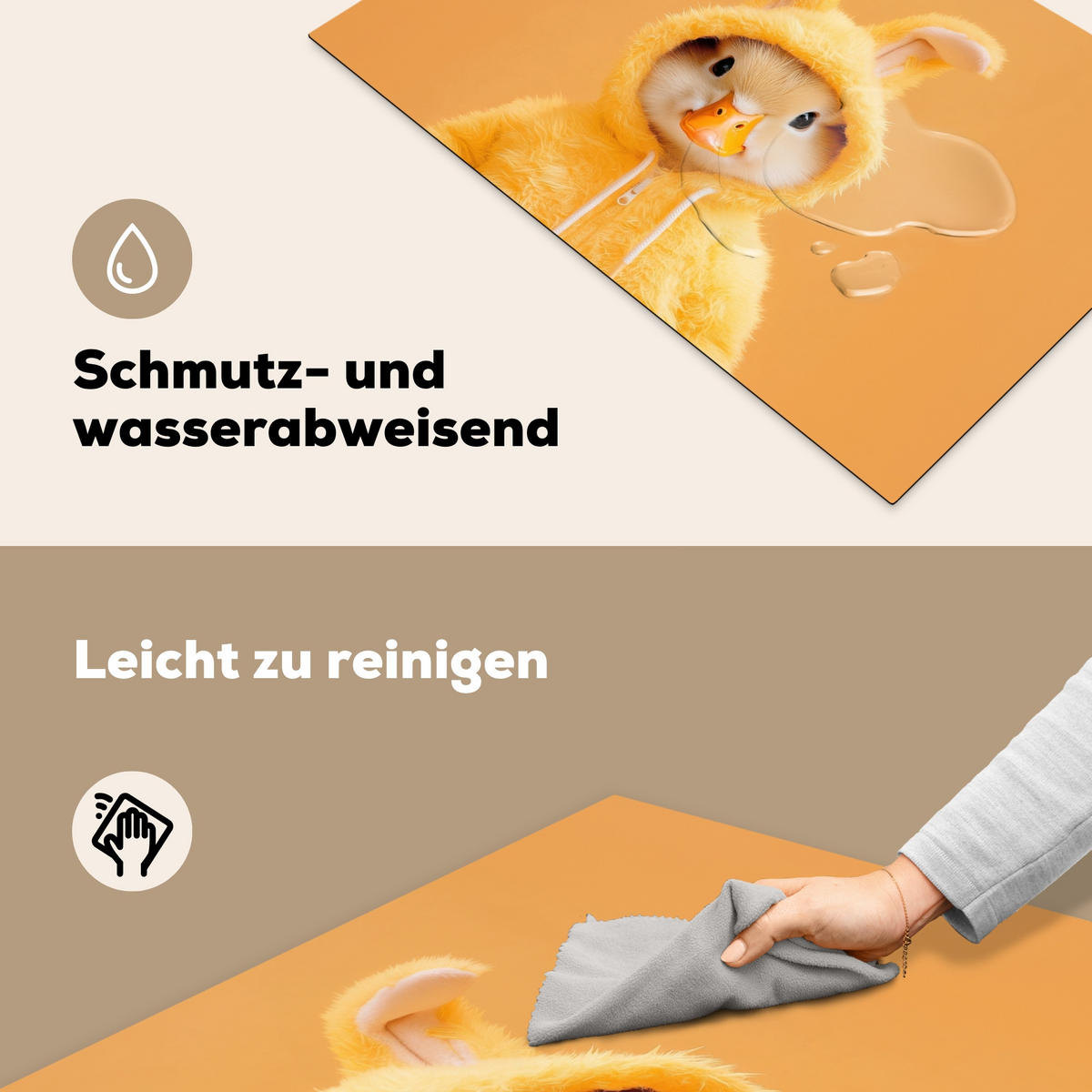 HERDABDECKPLATTE Osterhase - Kostüm - Ente Induktionsmatte 81x52 cm - Gelb, Kunststoff (81/52/0.2cm) - MuchoWow