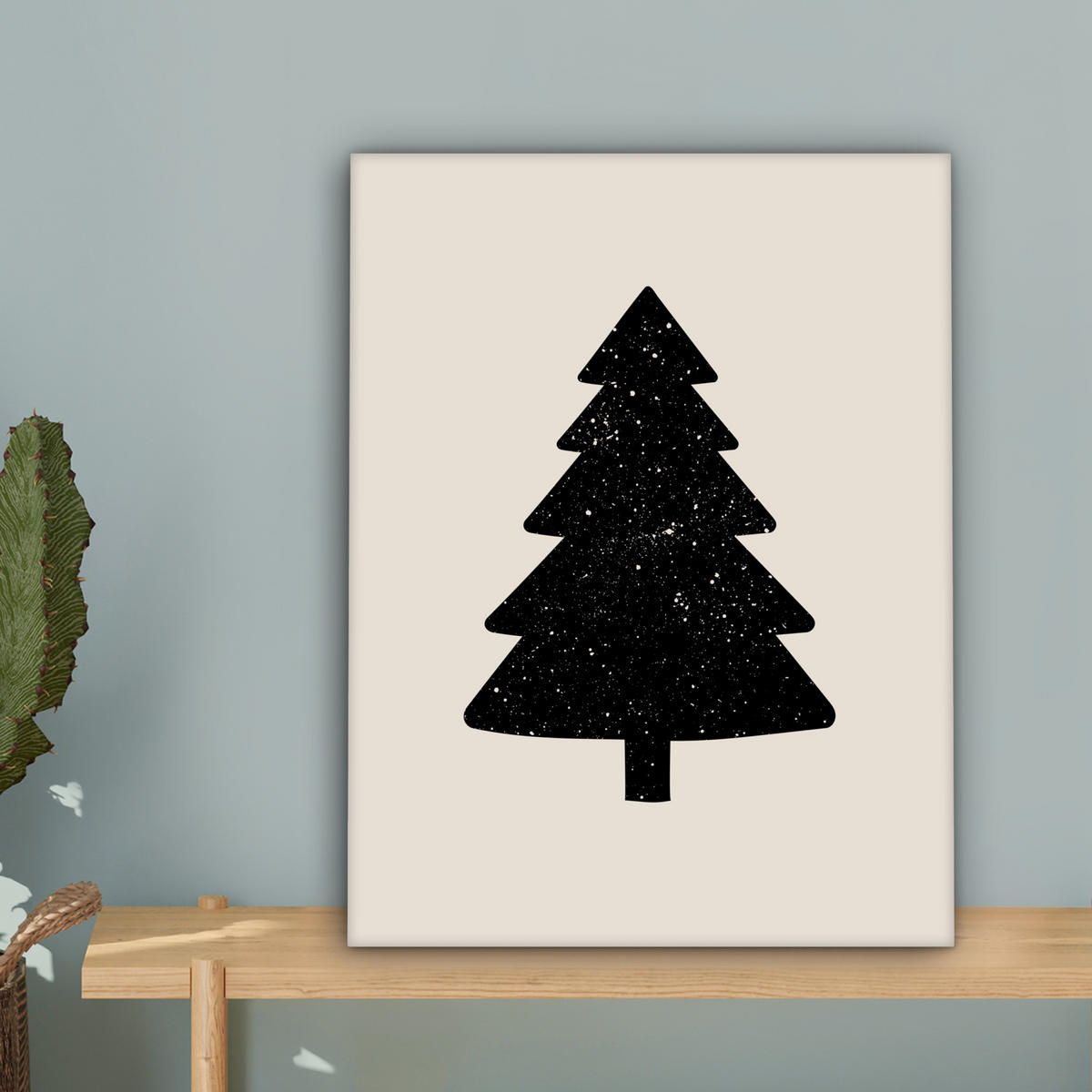 LEINWANDBILD Weihnachtsbaum - Schwarz - Urlaub - Beige 30x40 cm - Schwarz, Textil (30/40cm) - MuchoWow