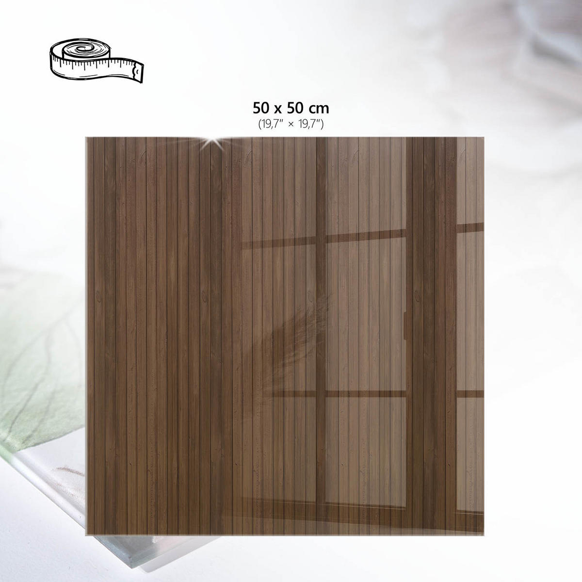 TISCHPLATTE 50x50 cm – Holzstruktur - Grau, Glas (50/50/0.4cm) - Wallfluent