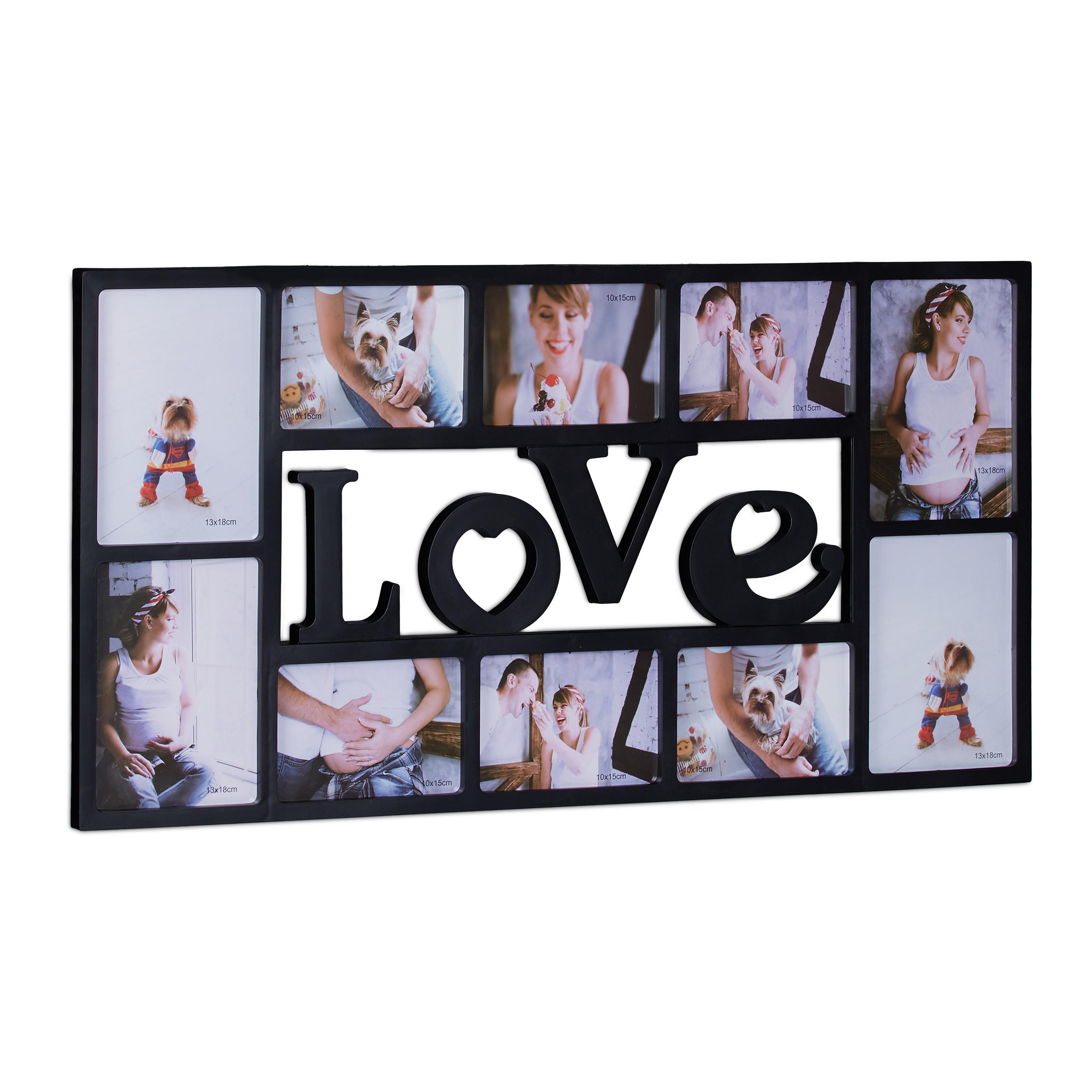 BILDERRAHMEN LOVE - Schwarz, Wellpappe/Kunststoff (36.5/2/72cm) - Relaxdays
