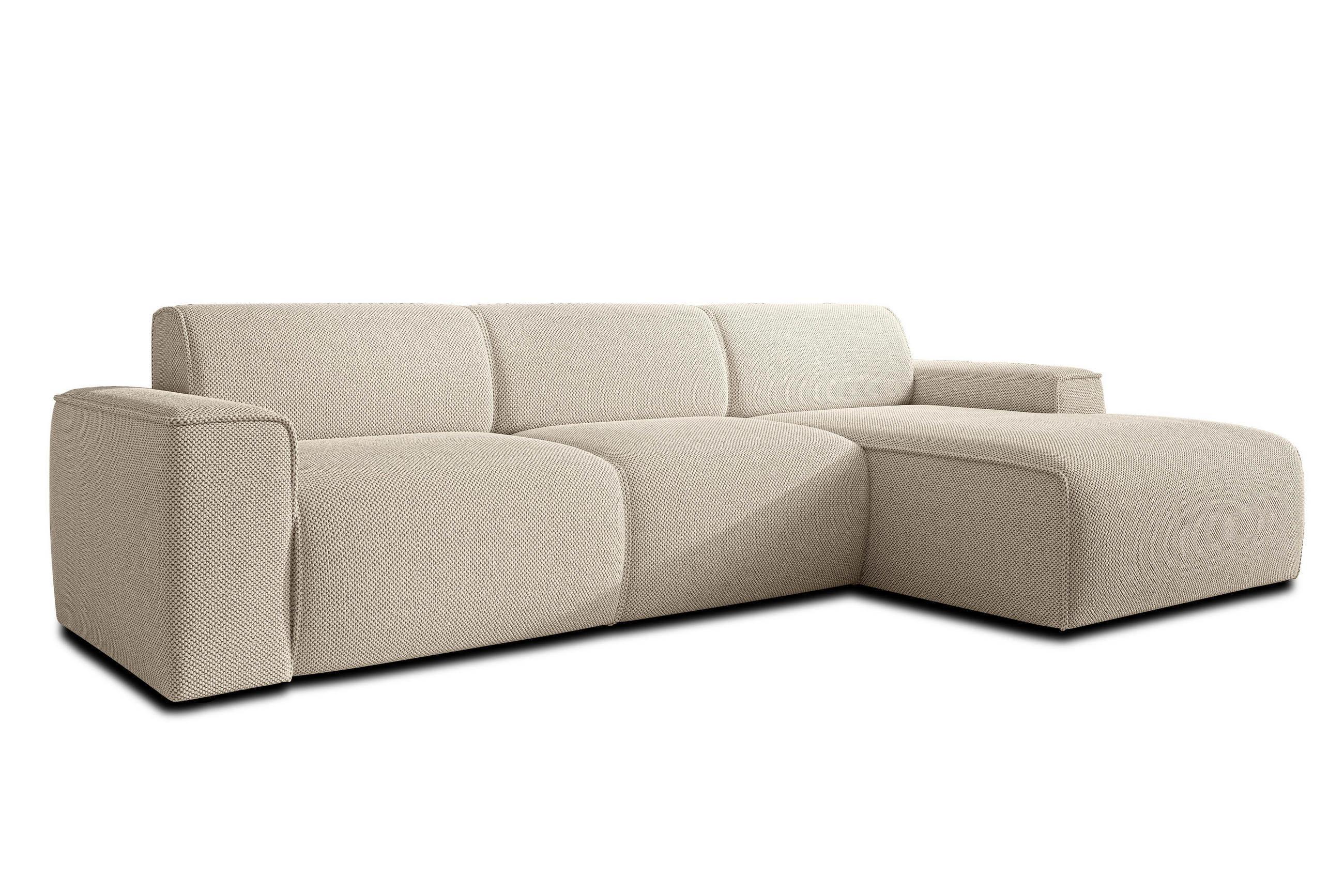 ECKSOFA L Form Didim mini Taupe 310/165/78 cm – stilvolle kleine Eckcouch R - Taupe/Schwarz, Kunststoff/Textil (310/165cm) - AX Living