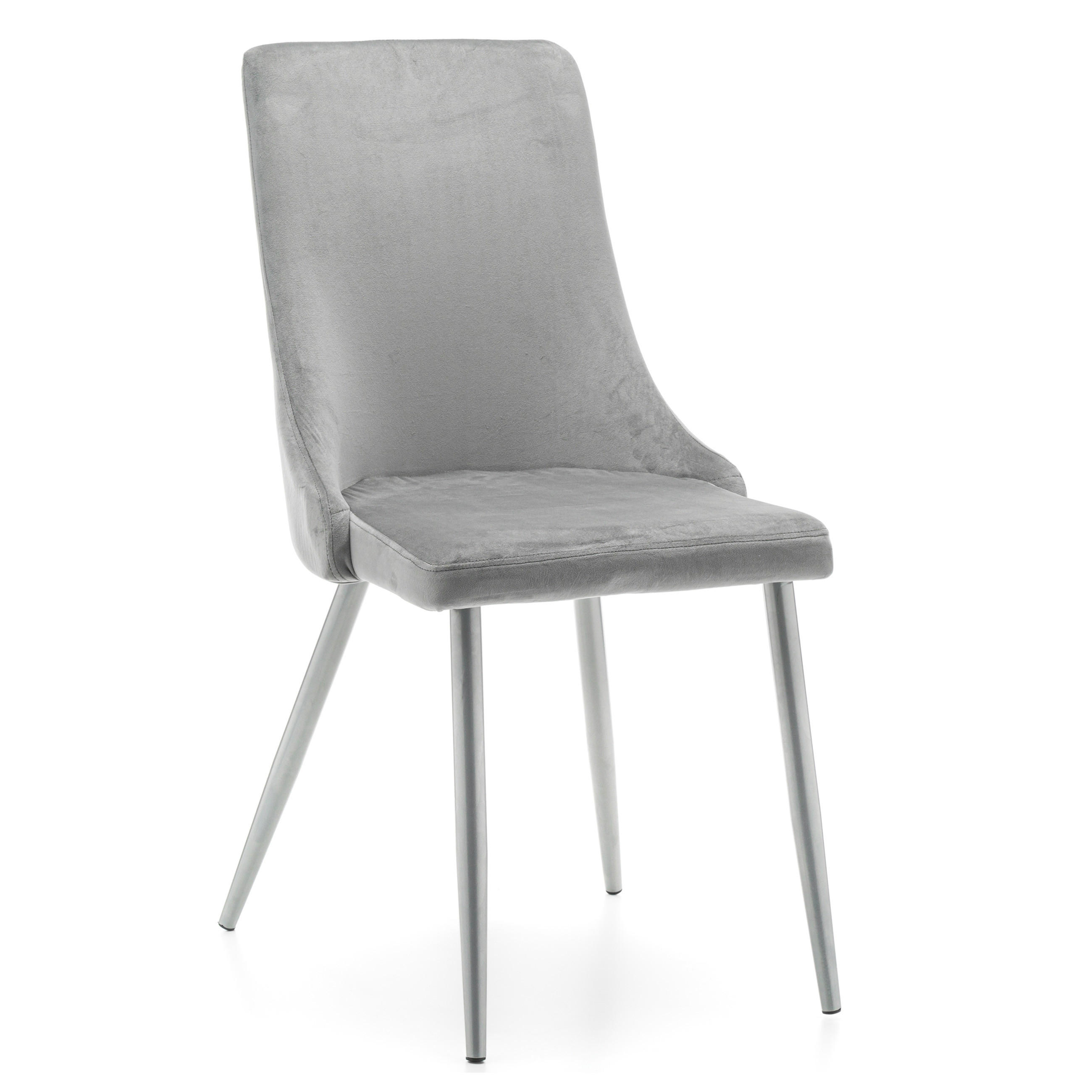STUHL UNO gepolstert - hellgrau - Samt Velours - Silberfarben/Hellgrau, Textil/Metall (48/95/57cm) - NEW HOME
