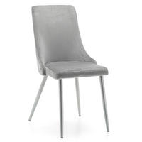 STUHL UNO gepolstert - hellgrau - Samt Velours - Silberfarben/Hellgrau, Textil/Metall (48/95/57cm) - NEW HOME
