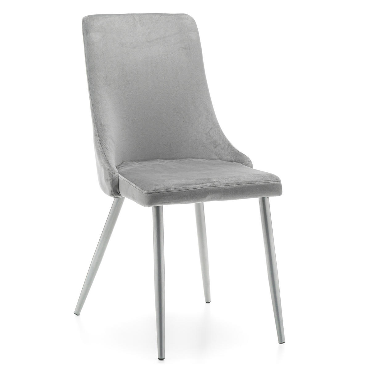 STUHL UNO gepolstert - hellgrau - Samt Velours - Silberfarben/Hellgrau, Textil/Metall (48/95/57cm) - NEW HOME