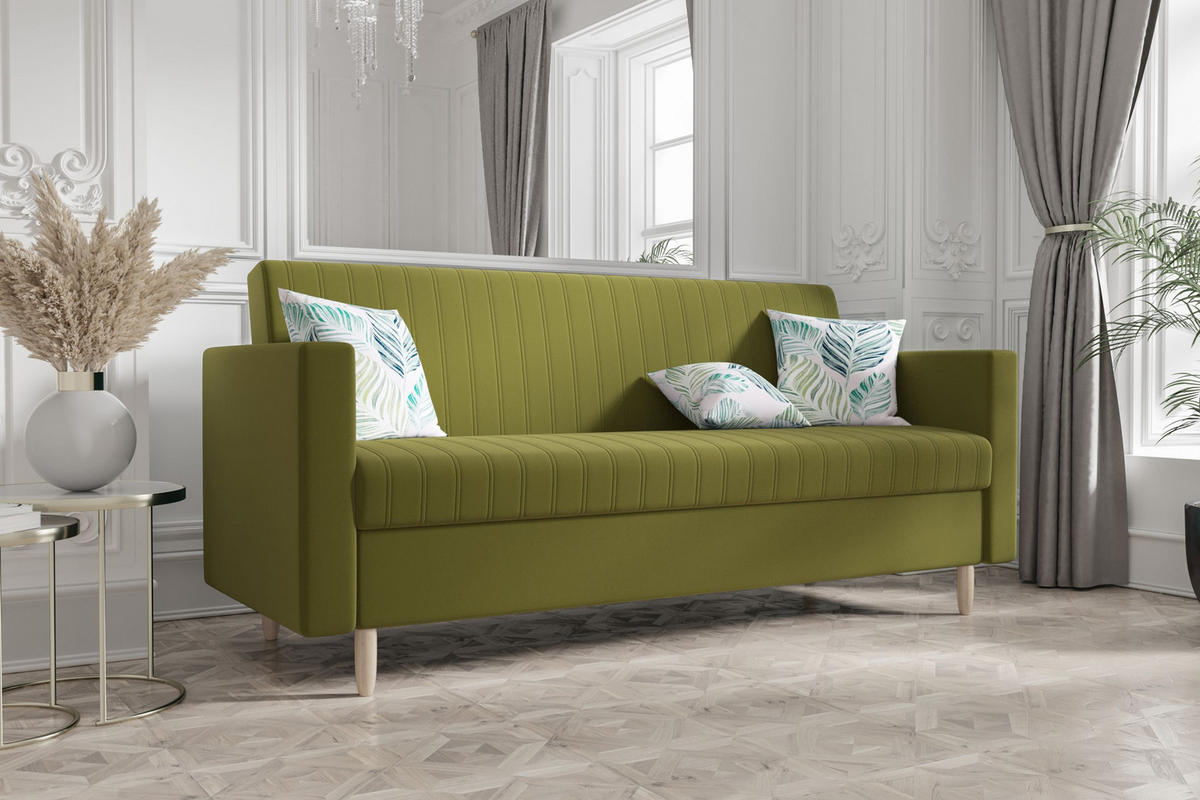 SOFA MELISA mit Schlaffunktion RIVIERA 36 mit Stauraum - Hellgrün, Textil (87/95/216cm) - Bedante