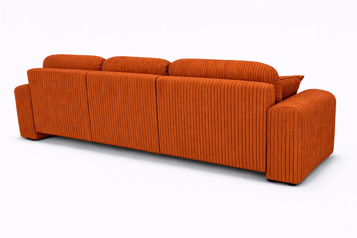 ECKSOFA Mit Schlaffunktion Und Bettkasten, Sofa L-Form Bingo L, Cordstoff Poso, Kupfer, Rechts - Orange, Holz (250/142cm) - Kaiser Möbel