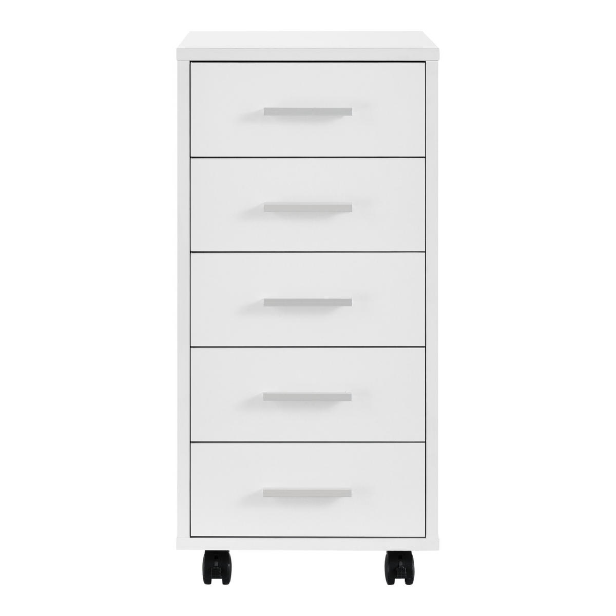 ROLLCONTAINER Stockholm - Weiß, Holzwerkstoff (33/63/38cm) - [en.casa]