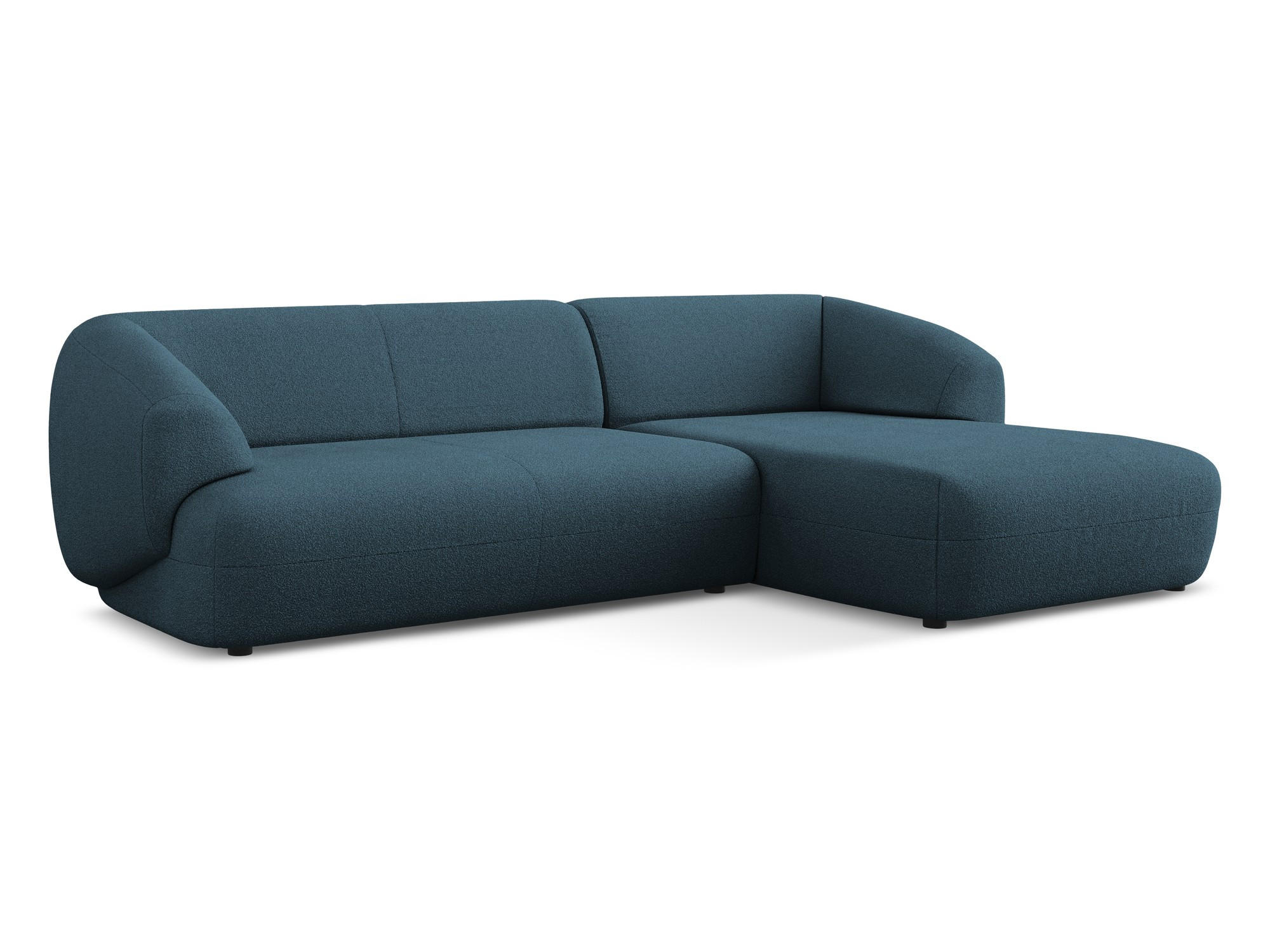 ECKSOFA Rechts Bouclé Stoff Blau - Blau/Schwarz, Kunststoff/Textil (280/156cm) - Makamii