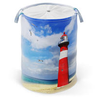 WÄSCHEKORB Leuchtturm - Blau, Textil (37/55/55cm) - Sanilo