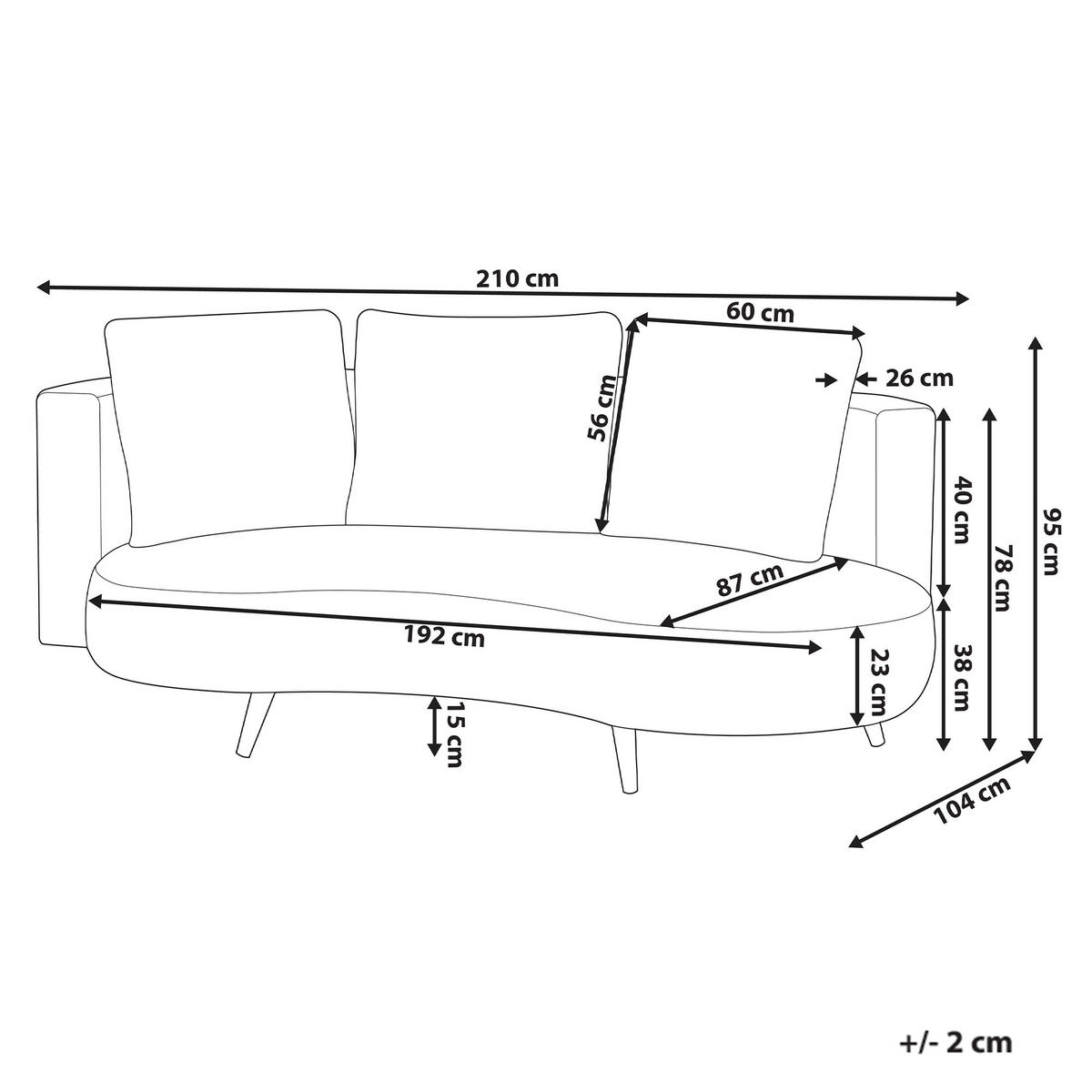 GARTENSOFA 3-Sitzer linksseitig Beige Parori - Beige, Textil (210/95/104cm) - Beliani