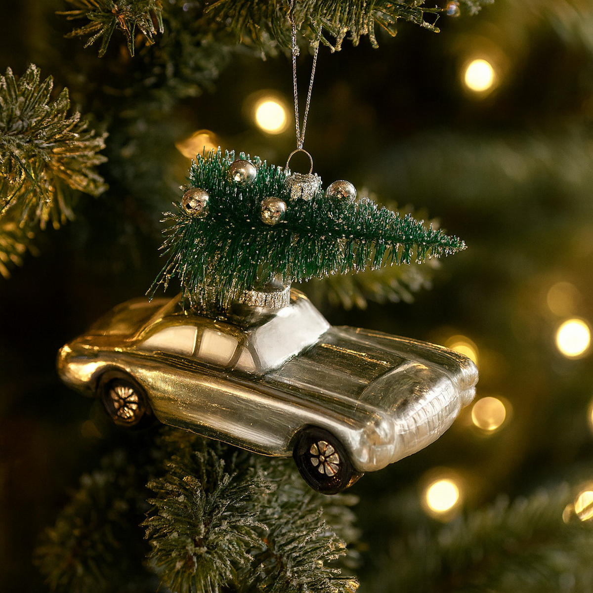 GLASKUGEL Sleitar, Silber, 8 x 6 x 12 cm, Dekorative Weihnachtsdeko - Silberfarben, Glas (6/8/12cm) - home&you