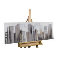 RUČNE MAĽOVANÝ AKRYLOVÝ OBRAZ 120/40 cm, sivý, krajinný motív - sivá, drevo/textil (120/40cm) - KUNSTLOFT