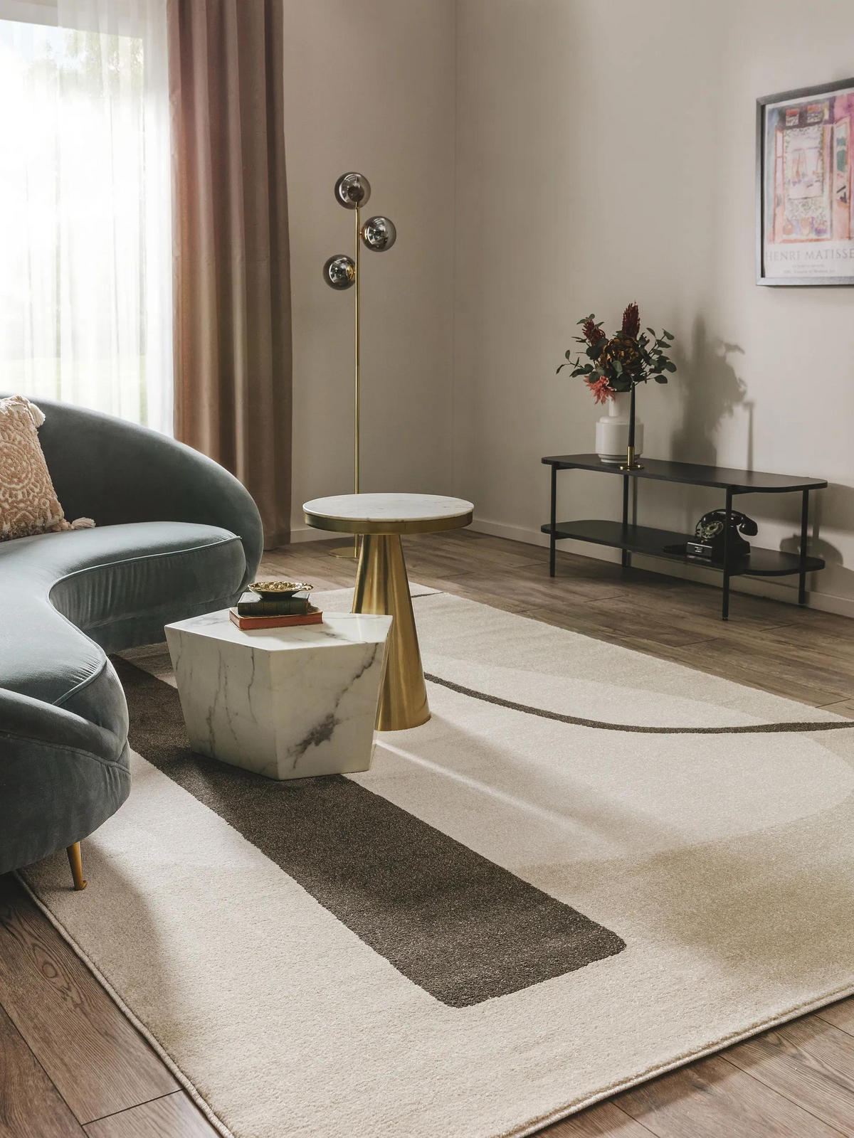 TEPPICH Ida Cream/Anthrazit 80x150 cm - Creme, Textil (80/150cm) - benuta Pop