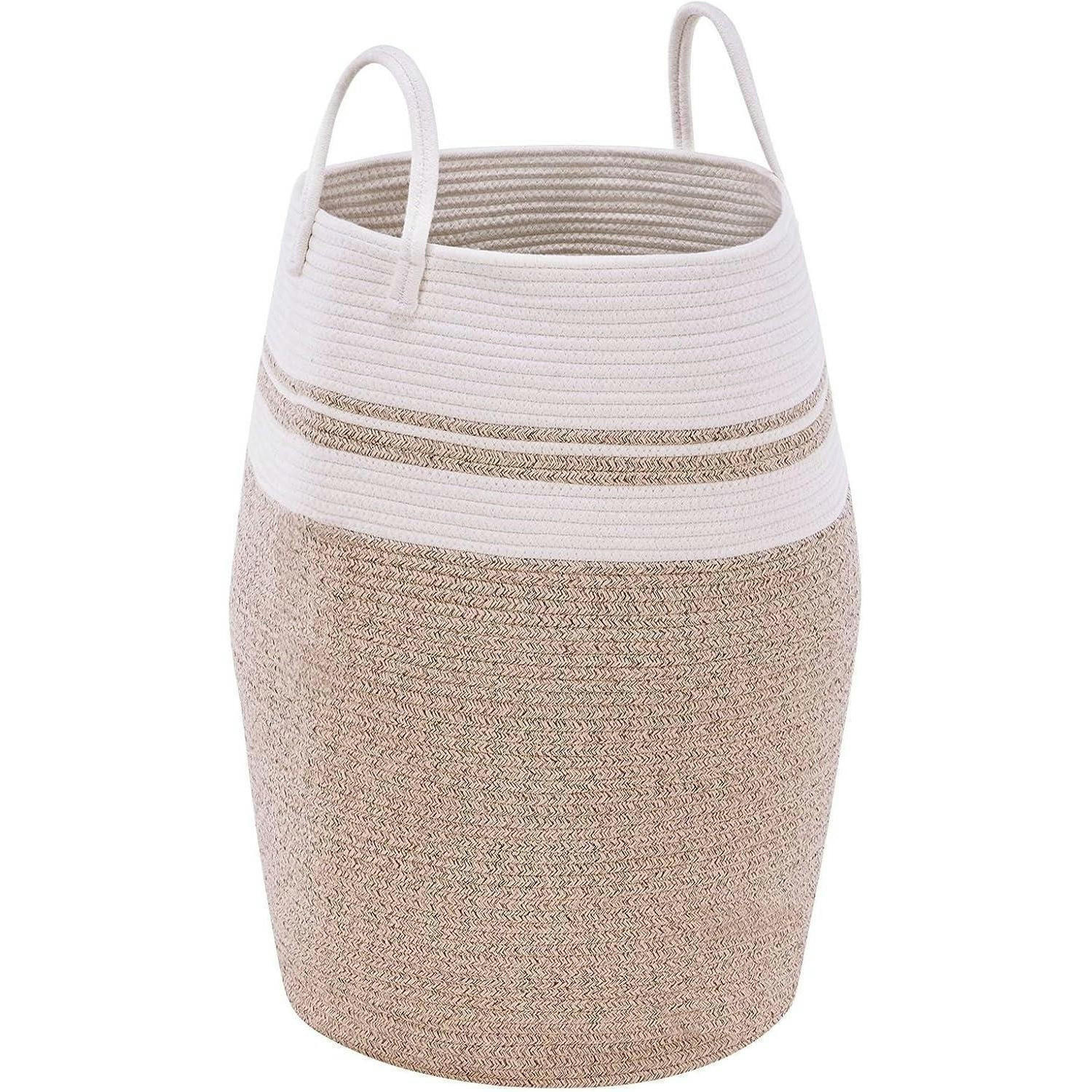 WÄSCHEKORB geflochten Baumwolle Braun Streifen 105L - Multicolor, Textil (38/50/38cm)